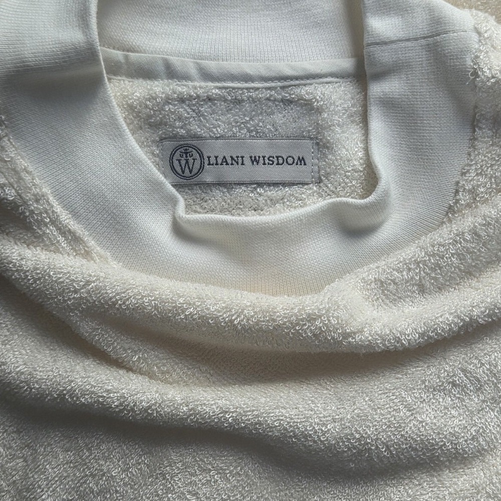 Liani Wisdom Ivory Terry Cloth Tee Luxury Loungewear Clean Girl Minimalist Large - Picture 3 of 6